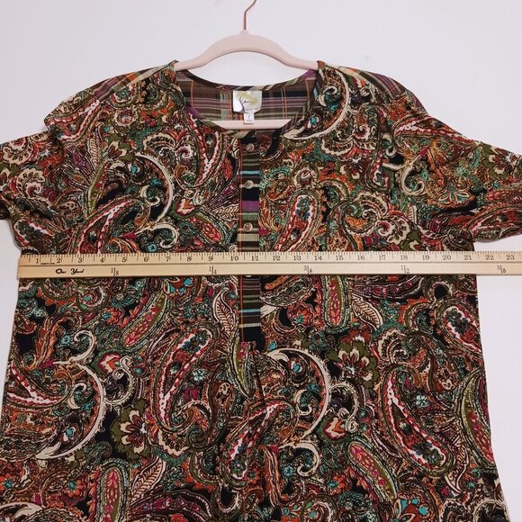 Fig and Flower Paisley Plaid Tunic Size Large Bohemian Boho - Picture 12 of 15